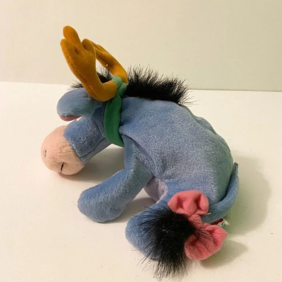 Disney Christmas Eeyore Fisher Price Star Bean Bag Plush Stuffed Toy Reindeer - Picture 3 of 10